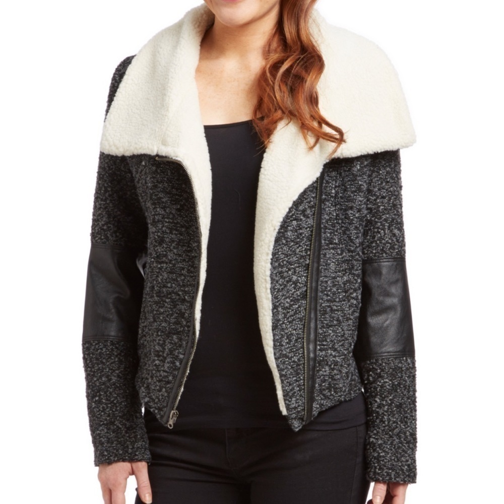 Olivia Miller | Black & White Sherpa-Lined Jacket Woman’s Large NWT